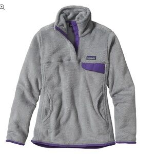 Women's Patagonia Re-Tool Snap-T® Pullover Grey and purple sweatshirt jacket